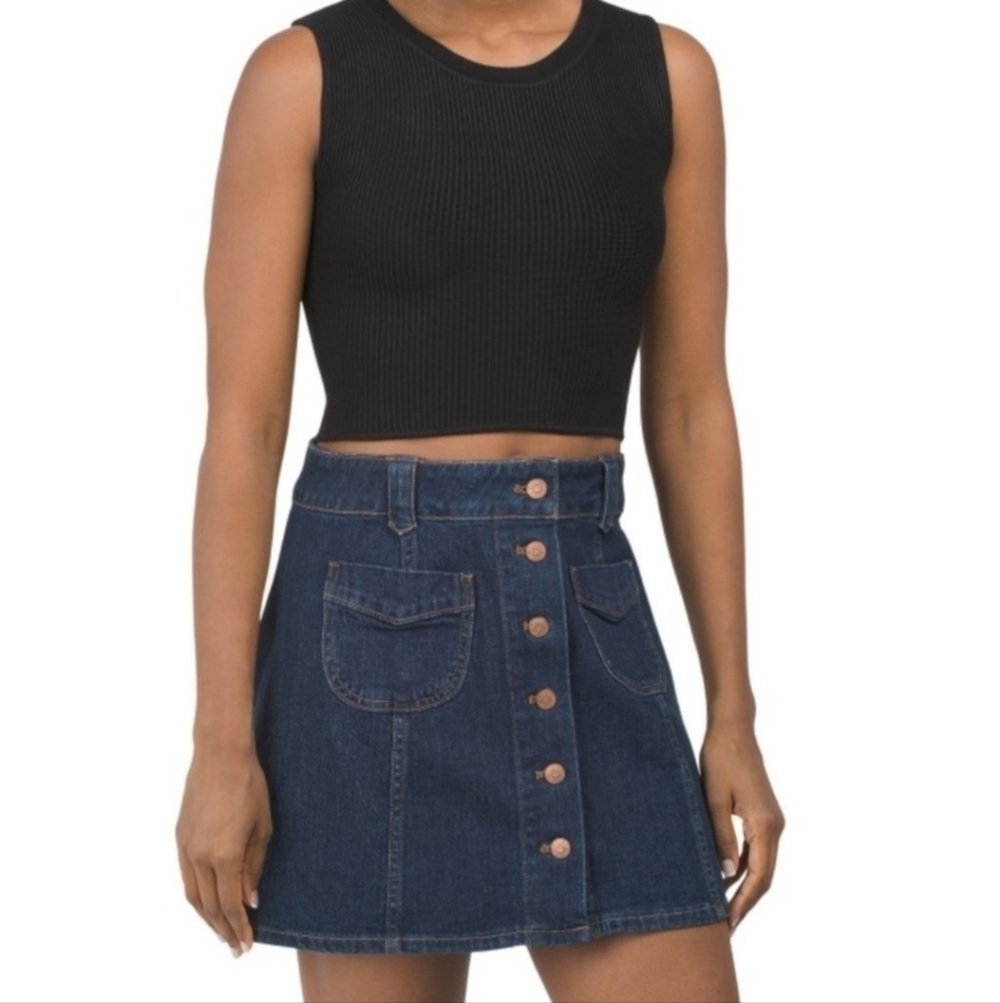 HOUSE OF HARLOW 1960 Black Crew Neck Crop Compression Knit Top XL